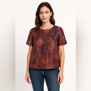 ✨🌺 Elizabeth & James Metallic Silk Multicolor Keyhole Top M‎ 🌺✨